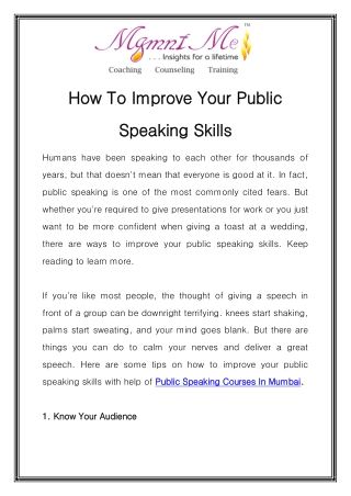 Public Speaking Courses In Mumbai Call-7428590012