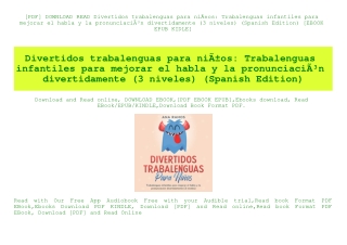 [PDF] DOWNLOAD READ Divertidos trabalenguas para niÃƒÂ±os Trabalenguas infantiles para mejorar el habla y la pronunciaci