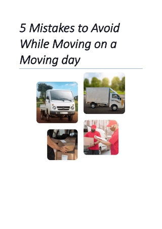 5 Mistakes to Avoid While Moving on a Moving day