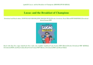 [epub]$$ Lucas and the Breakfast of Champions [EBOOK EPUB KIDLE]
