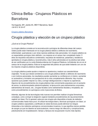 Clínica Belba - Cirujanos Plásticos en Barcelona