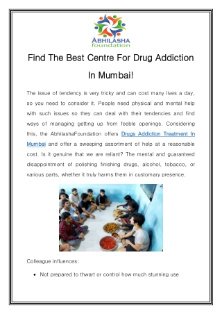 Drugs Addiction Treatment In Mumbai Call-8484929037