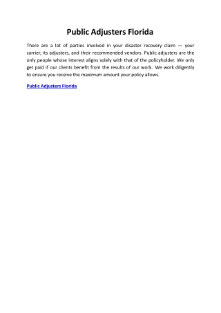 Public Adjusters Florida