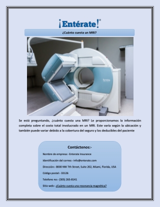 ¿Cuánto cuesta un MRI?