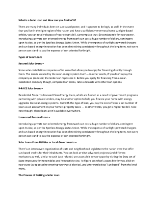 What is a Solar Loan and How can you Avail of it
