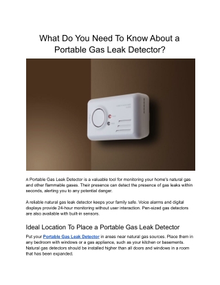 What Do You Need To Know About a Portable Gas Leak Detector