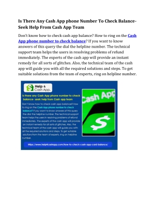 Is There Any Cash App phone Number To Check Balance