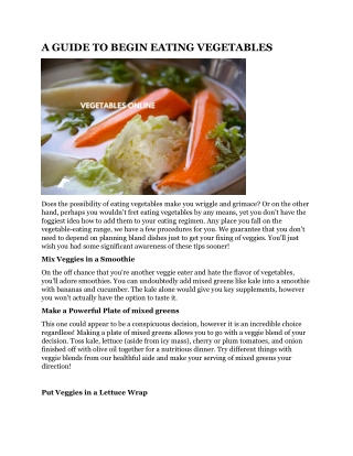 A GUIDE TO BEGIN EATING VEGETABLES