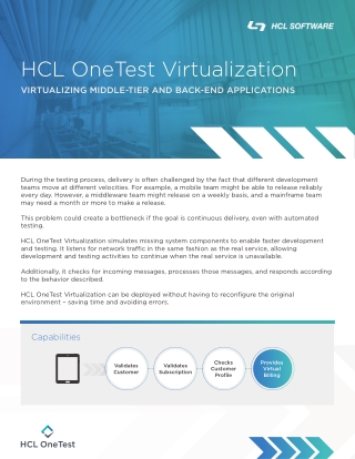 HCL Onetest Virtualization: Virtualize Middle-Tier and Back-End Applications