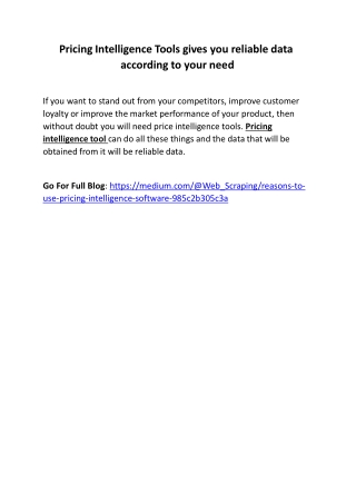 Pricing Intelligence Tools gives you reliable data according to your need