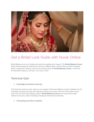 Get a Bridal Look Guide with Hunar Online