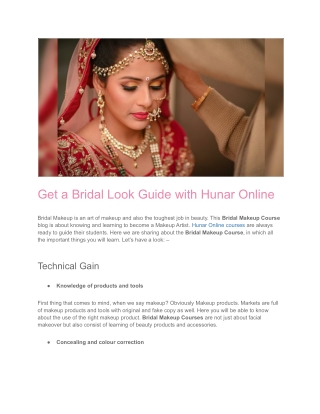 Get a Bridal Look Guide with Hunar Online