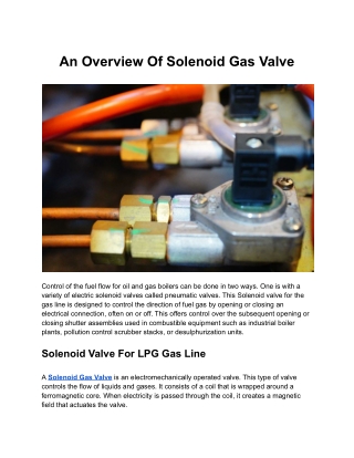 An Overview Of Solenoid Gas Valve