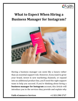 What to Expect When Hiring a Business Manager for Instagram