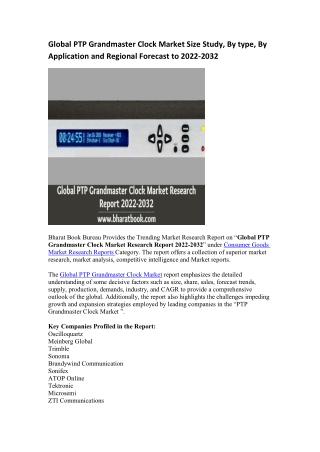 Global PTP Grandmaster Clock Market Research Report 2022-2032