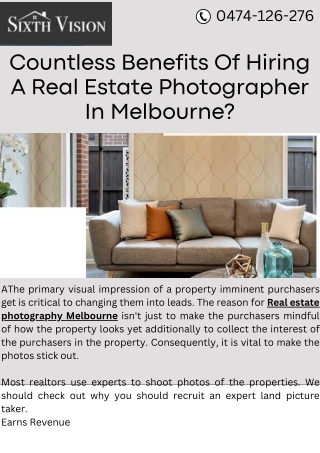 Countless Benefits Of Hiring A Real Estate Photographer In Melbourne