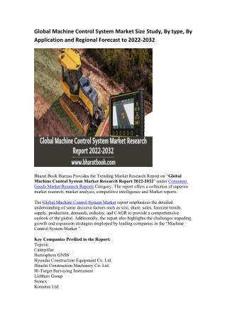 Global Machine Control System Market Research Report 2022-2032