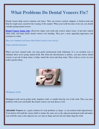 What Problems Do Dental Veneers Fix?