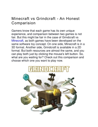 Minecraft vs Grindcraft - An Honest Comparision