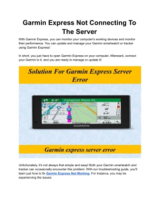 Garmin Express Not Connecting To The Server