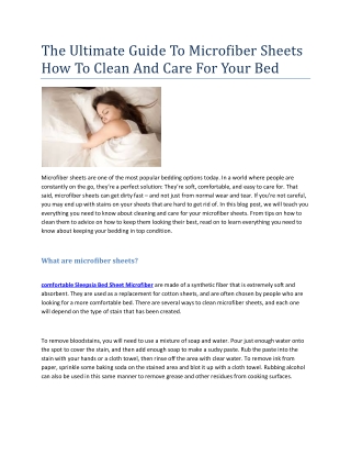 The Ultimate Guide To Microfiber Sheets How To Clean And Care For Your Bed( 18-11-2022)