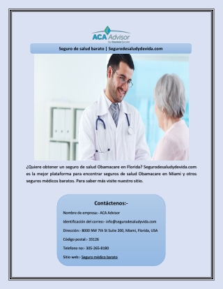 Seguro de salud barato | Segurodesaludydevida.com