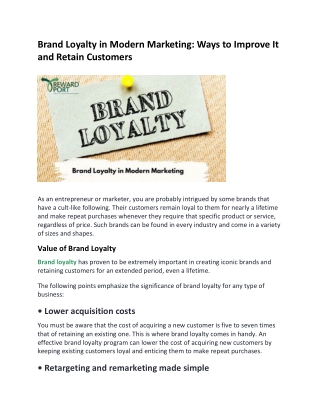 Brand Loyalty in Modern Marketing: Ways to Improve It and Retain Customers