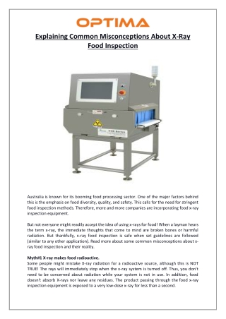 Explaining Common Misconceptions About X-Ray Food Inspection