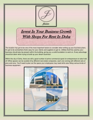 Invest In Your Business Growth With Shops For Rent In Doha