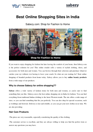 Best Online Shopping Sites in India | Sabezy