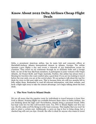 Delta Airlines Cheap Flight Deals
