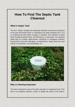 How To Find The Septic Tank Cleanout