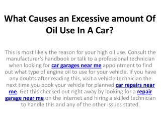 What Causes an Excessive amount Of Oil Use In A Car?