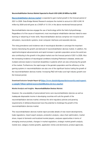 Neurorehabilitation Devices Market Expected to Reach USD 4,040.18 Million by 2028