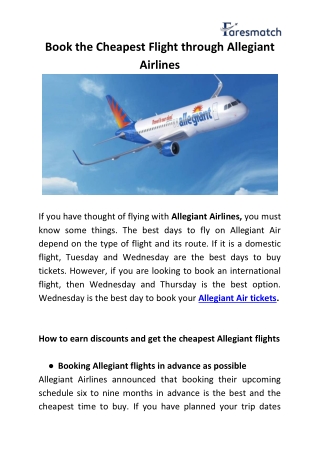 Book the cheapest flight through Allegiant Airlines