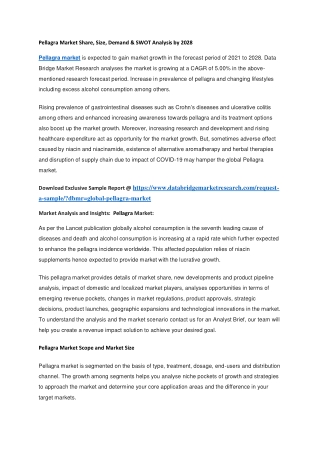 Pellagra Market Share, Size, Demand & SWOT Analysis by 2028