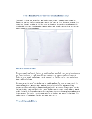 Top 5 Inserts Pillow Provide Comfortable Sleep