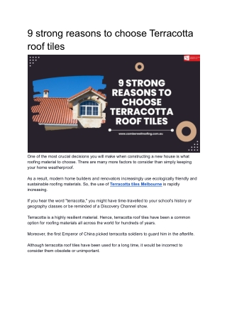 9 strong reasons to choose Terracotta roof tiles