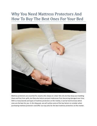 Why You Need Mattress Protectors And How To Buy The Best Ones For Your Bed( 18-11-2022) 49448348383,