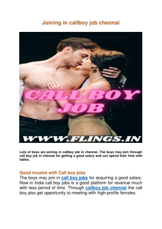 Joining in callboy job chennai