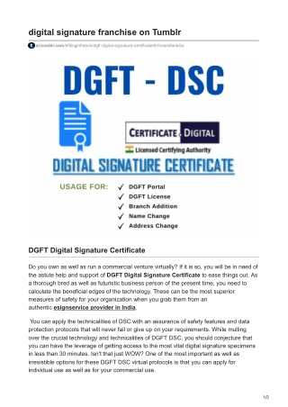 DGFT Digital Signature Certificate