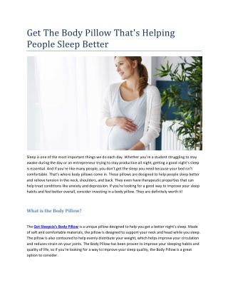 Get The Body Pillow That's Helping People Sleep Better( 18-11-2022)