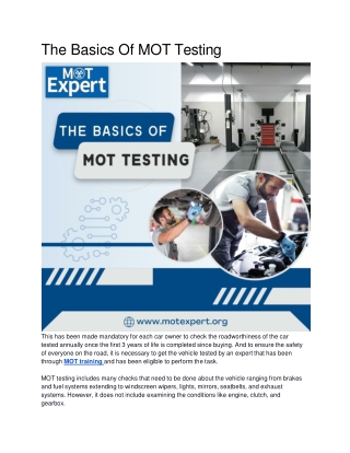 The basics of MOT Testing