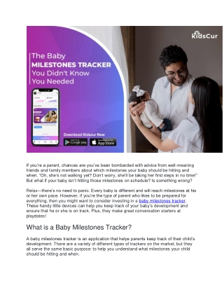 The Baby Milestones Tracker