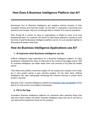 How Does A Business Intelligence Platform Use AI_