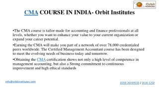 CMA Course at Orbit Institutes
