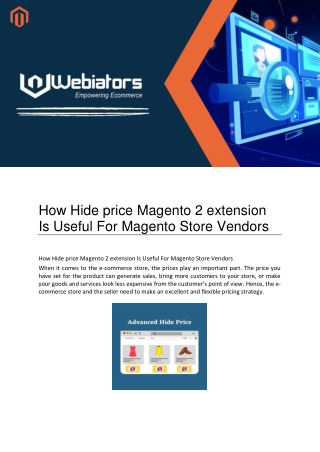 How Hide price Magento 2 extension Is Useful For Magento Store Vendors