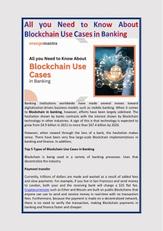 All you Need to Know About Blockchain Use Cases in Banking