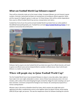 What can Football World Cup followers expect