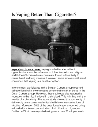 Is Vaping Better Than Cigarettes